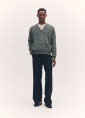 Mens Innes Slouch V-Neck in Strath/Navy/Oatmeal Mouline