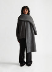 Oversized Felted Blanket Scarf in Derby Grey