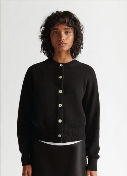 Ada Crewneck Cardigan in Black