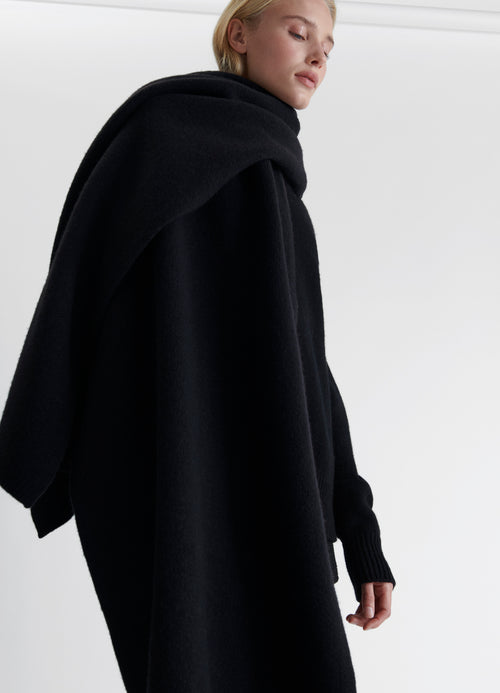 Brea Felted Blanket Scarf in Black – &Daughter