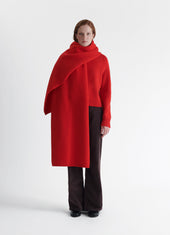 Oversized Felted Blanket Scarf in Poppy Red