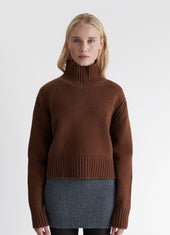 Fintra Lambswool Crop High Neck in Brown