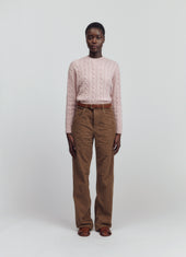 Carrow Cable Geelong Crewneck in Pale Pink