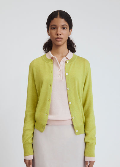 Enya Cashmere Cardigan in Lime