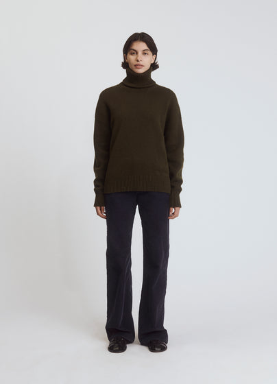 Balla Slouch Rollneck in Military Green