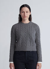 Carrow Cable Crewneck in Derby Grey