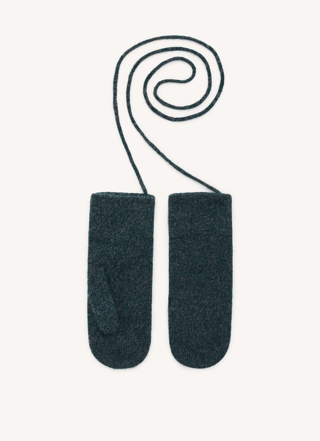 Cashmere Mittens in Holly Green/Derby Grey Marle