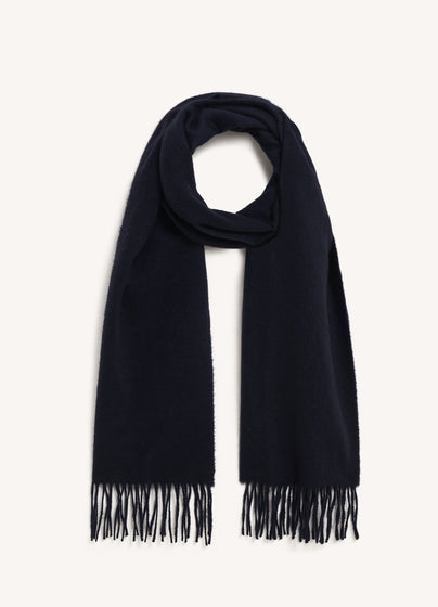 Fringed Cashmere Scarf in Navy