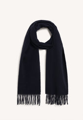 Fringed Cashmere Scarf in Navy