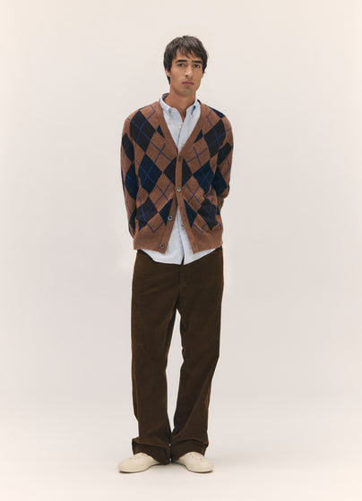 Mens Ava Argyle Cardigan in Hazelnut Multi
