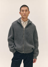 Mens Rea Rib Zip Jacket in Derby Grey