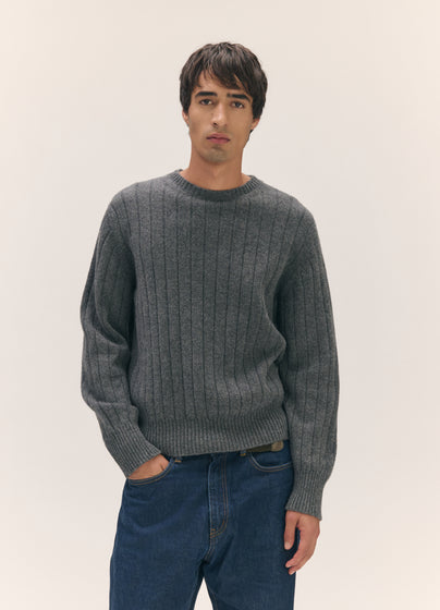 Mens Rooney Rib Crewneck in Derby Grey