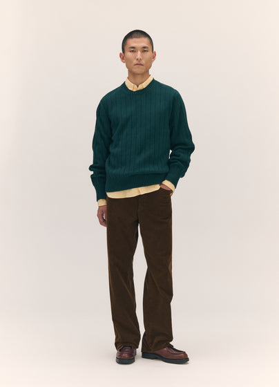 Mens Rooney Rib Crewneck in Holly Green