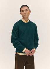 Mens Rooney Rib Crewneck in Holly Green
