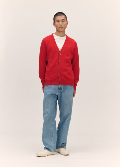 Mens Sora V Cardigan in Poppy Red