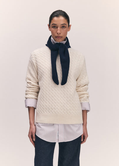 Clyde Cable Crewneck in Ecru