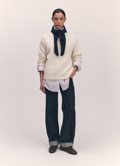 Clyde Cable Crewneck in Ecru