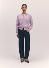 Ada Crewneck Cardigan in Lilac