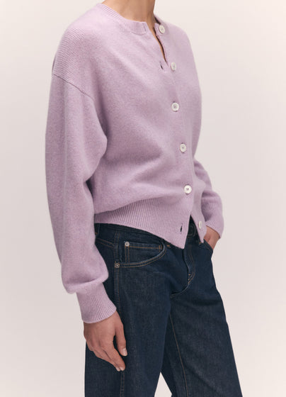 Ada Crewneck Cardigan in Lilac