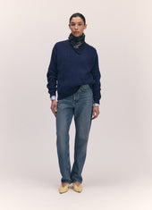 Clyde Cable Crewneck in Blue