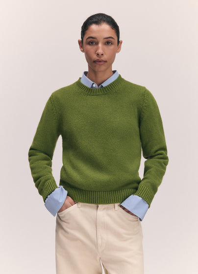 Rosha Shrunken Crewneck in Pickle Green