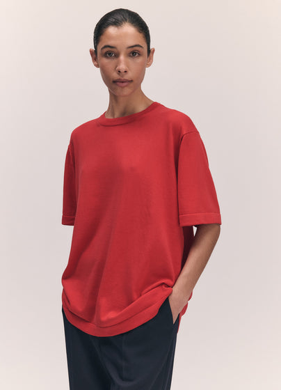 Slouchy Cotton T-Shirt in Red