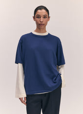 Short Sleeve Slouchy T-Knit in Soft Navy