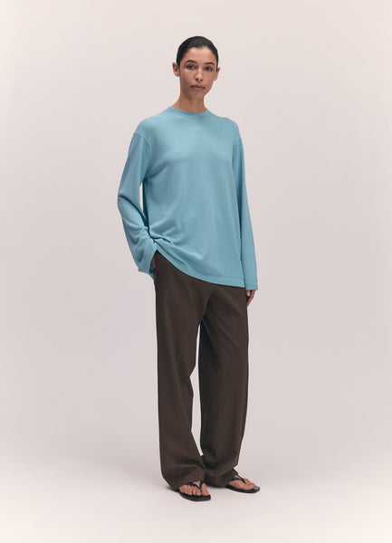 Long Sleeve Slouchy T-Knit in Aqua – &Daughter