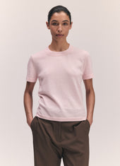 Short Sleeve Shrunken T-Knit in Pale Pink