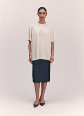 Short Sleeve Slouchy T-Knit in Ecru