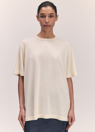 Slouchy Cotton T-Shirt in Ecru