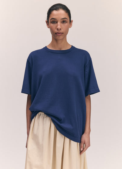 Slouchy Cotton T-Shirt in Navy