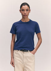 Short Sleeve Shrunken T-Knit in Cobalt Blue