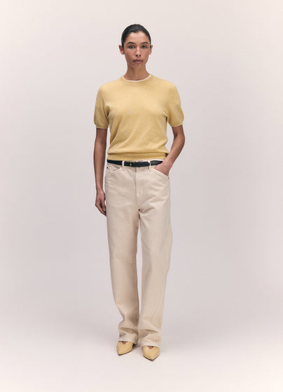 Emer Cashmere T-Shirt in Pale Yellow