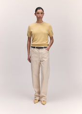 Emer Cashmere T-Shirt in Pale Yellow
