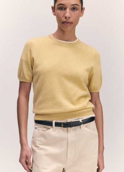 Emer Cashmere T-Shirt in Pale Yellow