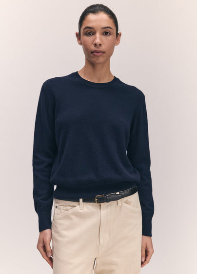 Skye Cashmere Crewneck in Dark Navy