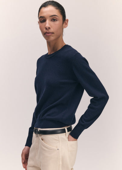 Skye Cashmere Crewneck in Dark Navy