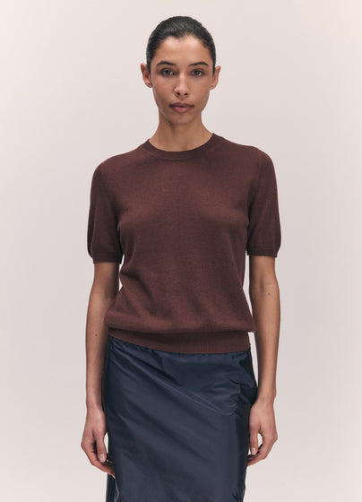 Emer Cashmere T-Shirt in Dark Brown