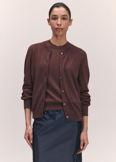 Enya Cashmere Cardigan in Dark Brown