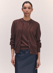 Enya Cashmere Cardigan in Dark Brown