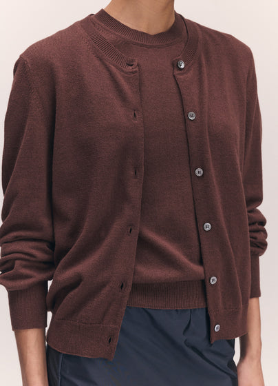 Enya Cashmere Cardigan in Dark Brown