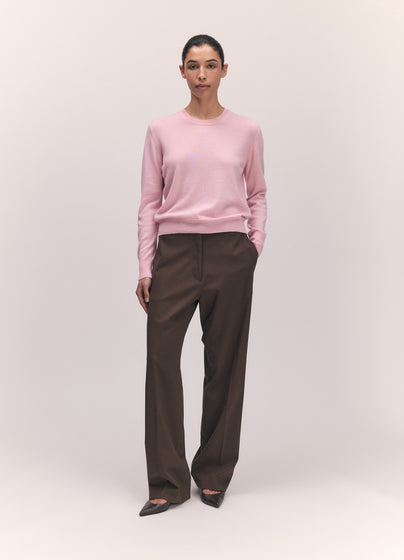 Skye Cashmere Crewneck in Pale Pink