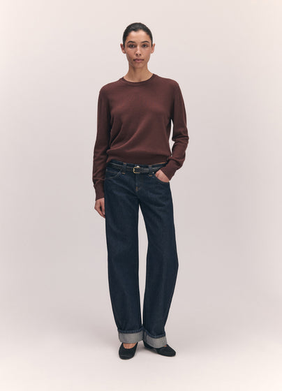 Skye Cashmere Crewneck in Dark Brown