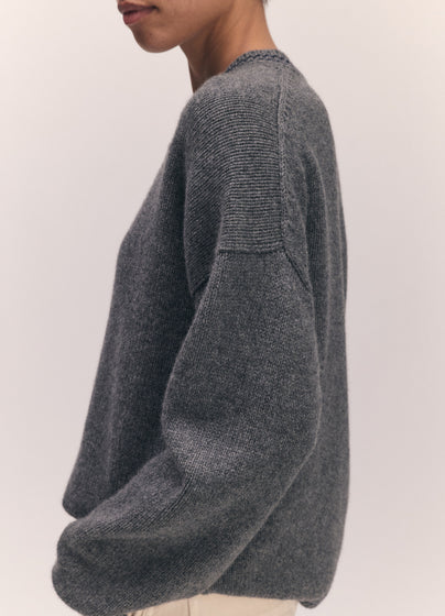 Balla Slouch V-Neck in Derby with Navy Stripe