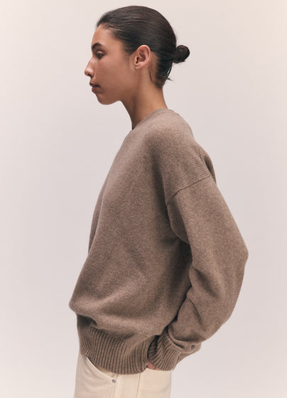Innes Slouch Crewneck in Dark Natural
