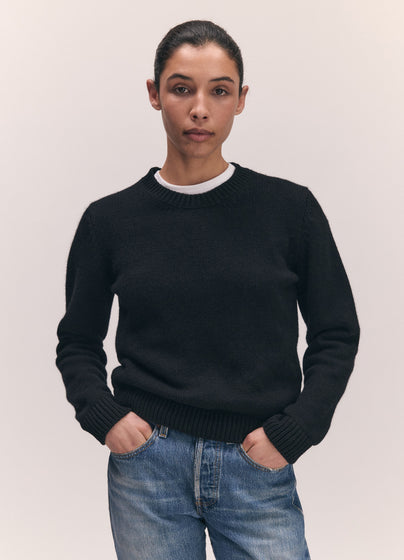 Rosha Shrunken Crewneck in Black