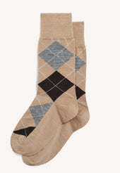 Argyle Socks in Light Beige