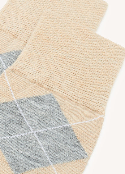 Argyle Socks in Light Beige