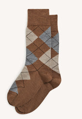 Argyle Socks in Dark Beige